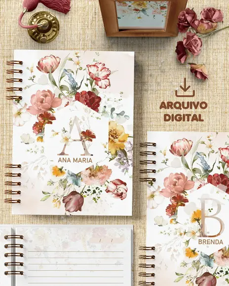 Arquivo Combo 26 Capas Alfabeto a a Z Miolo Caderno Decorado