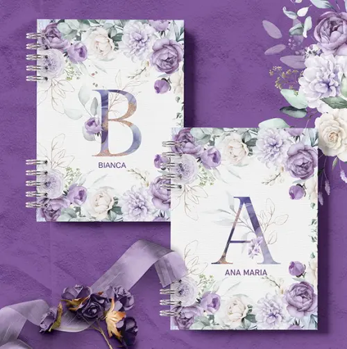 Arquivo Combo 26 Capas Alfabeto com Miolo Pautado Violeta