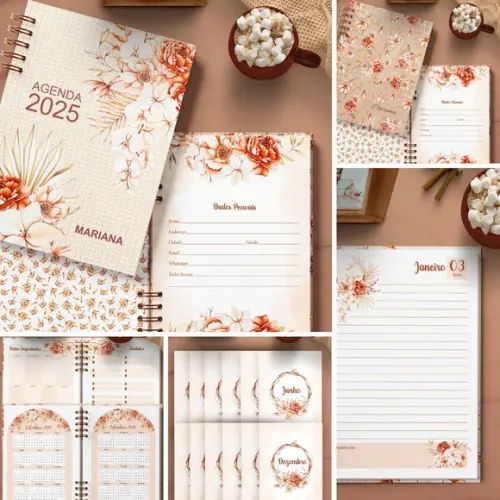 Arquivo Combo 4 Agendas 2026 e Permanente Floral Boho