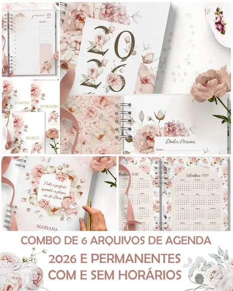Arquivo Combo 6 Agendas 2026 e Permanente com e sem Horários