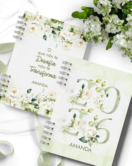 Arquivo Combo 6 Agendas Floral Rosas Brancas
