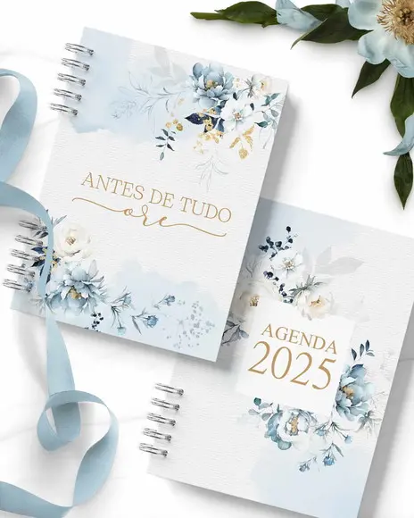 Arquivo Combo 8 Agendas 2026 e Permanente Floral Azul