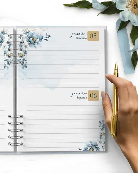 Arquivo Combo 8 Agendas 2026 e Permanente Floral Azul
