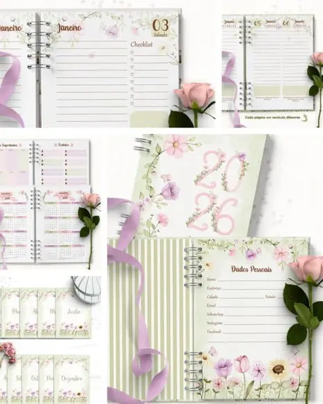 Arquivo Combo 8 Agendas 2026 e Permanente Floral