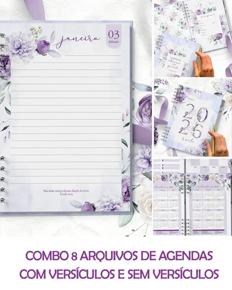 Arquivo Combo 8 Agendas 2026 Permanente com e sem Versículos