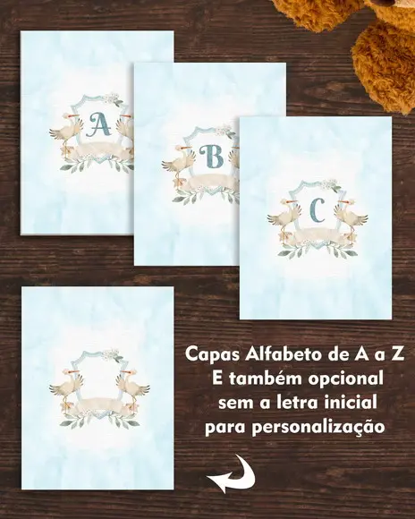 Arquivo Combo Caderneta Vacina Menino com 108 Capas Alfabeto