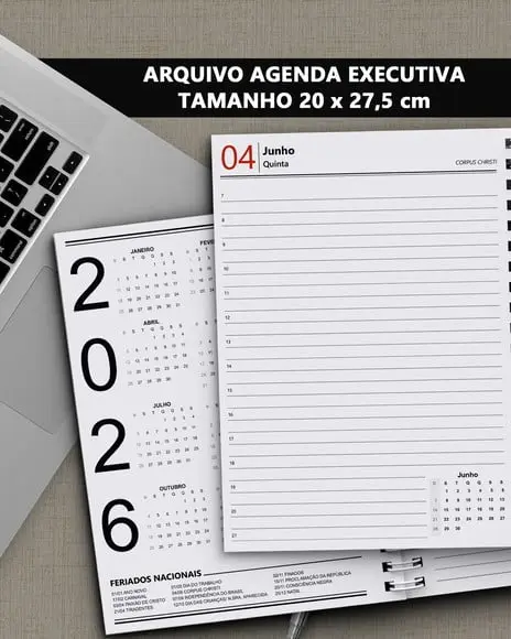 Arquivo Digital Agenda Executiva 2026 A4 1 Dia Por Página