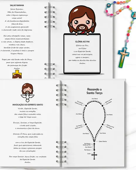 Arquivo Digital Caderno Catequese Cute e 8 Modelos de Capas