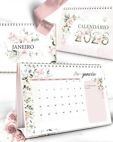 Arquivo Digital Calendarios 2026 A5 e A6 e Marca Páginas