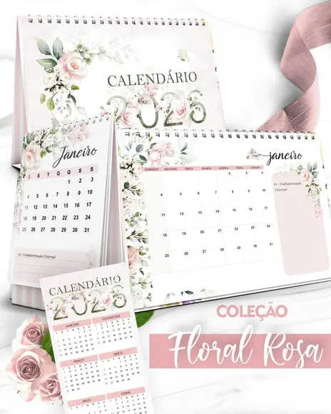 Arquivo Digital Calendarios 2026 A5 e A6 e Marca Páginas
