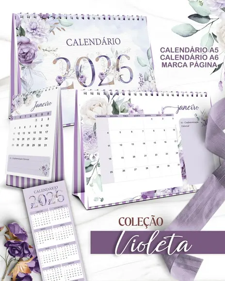 Arquivo Digital Kit Calendários Coleção Violeta 2026