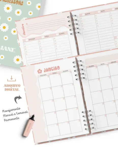 Arquivo Digital Kit Planner da Professora Permanente Retrô