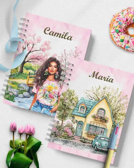 Arquivo Kit 11 Capas e Miolo Pautado Coleção Candy