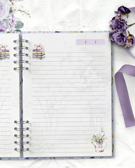 Arquivo Kit 11 Capas e Miolo Pautado Coleção Lilás e Flores