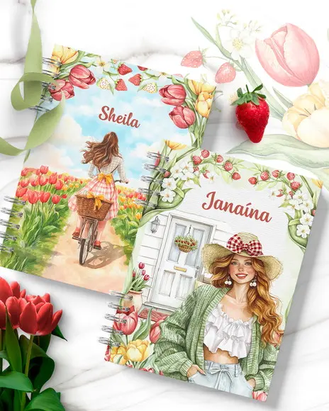 Arquivo Kit 11 Capas e Miolo Pautado Flores e Morangos