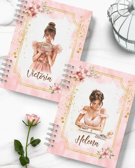 Arquivo Kit 12 Capas e Miolo Pautado Coleção Glamour