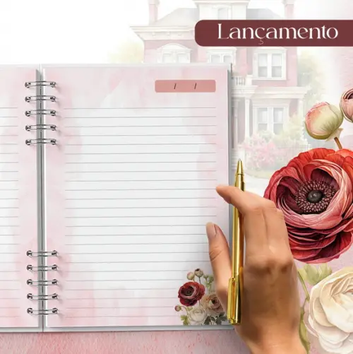 Arquivo Kit 16 Capas e Miolo Pautado Coleção Primavera Bordô