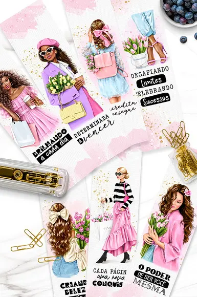 Arquivo Kit 20 Marca Páginas Coleção Fashion Girl