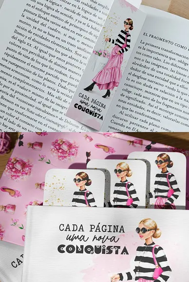 Arquivo Kit 20 Marca Páginas Coleção Fashion Girl