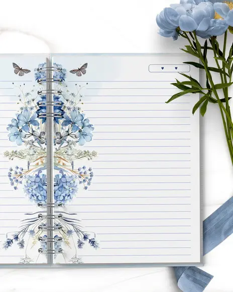 Arquivo Kit 4 Capas e Miolo Caderno Pautado Coleção Blue