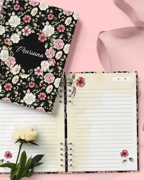 Arquivo Kit 5 Capas, 5 Miolos Pautado Coleção Flores e Cores