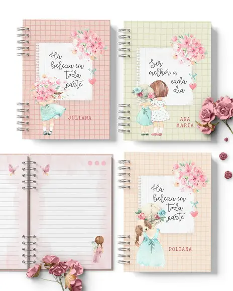 Arquivo Kit 7 Capas e 6 Miolos Decorados Doce Primavera