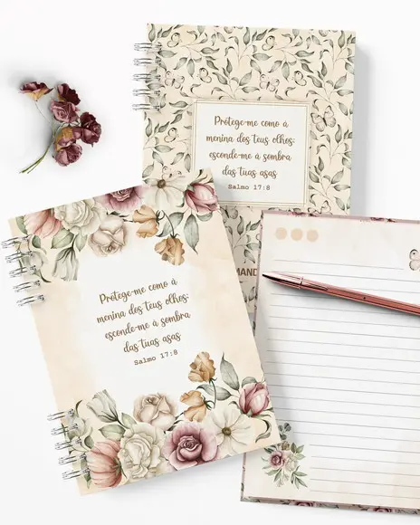 Arquivo Kit 7 Capas e Miolo Pautado Coleção Floral Romântico