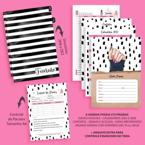Arquivo Kit Agenda Permanente Manicure e Controle de Pacotes