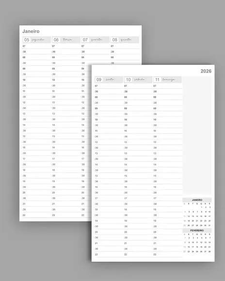 Arquivo Kit Agendamento Semanal 2026 Tamanho 18×27 até 22h