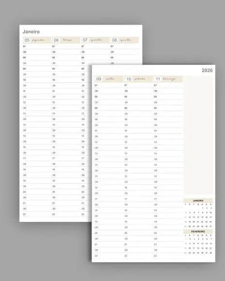 Arquivo Kit Agendamento Semanal 2026 Tamanho 18×27 até 22h