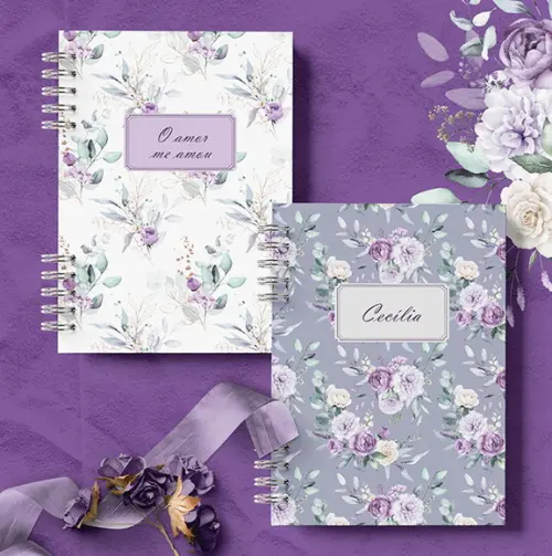 Arquivo Kit Capas e Miolo Pautado e com Versículos Violeta