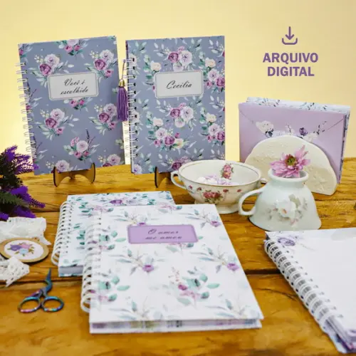 Arquivo Kit Capas e Miolo Pautado e com Versículos Violeta