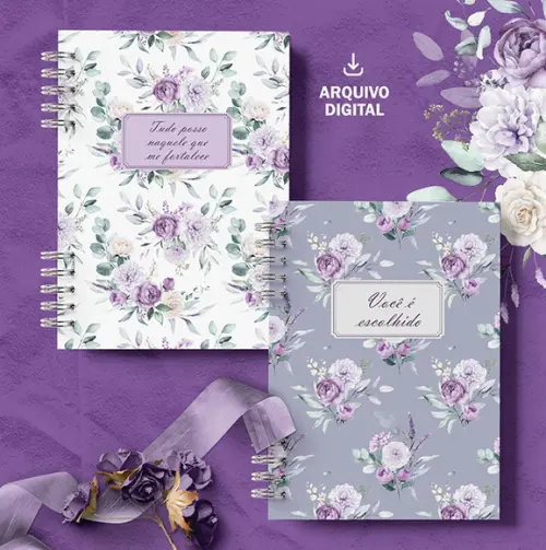 Arquivo Kit Capas e Miolo Pautado e com Versículos Violeta