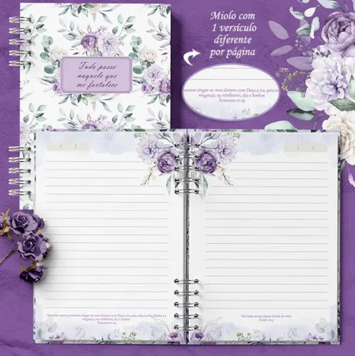 Arquivo Kit Capas e Miolo Pautado e com Versículos Violeta