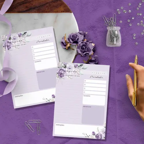 Arquivo Kit Desk Planners e Bloquinhos Coleção Violeta