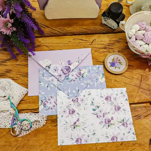 Arquivo Kit Envelopes e Papel de Carta Coleção Violeta