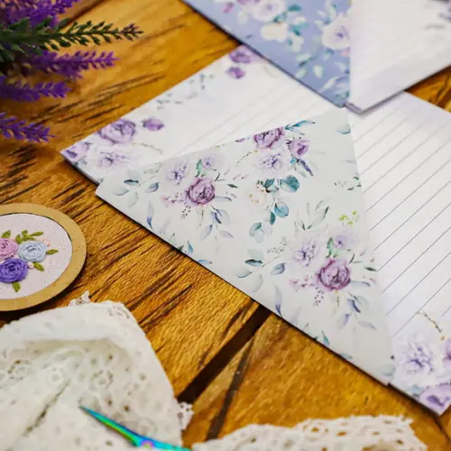 Arquivo Kit Envelopes e Papel de Carta Coleção Violeta