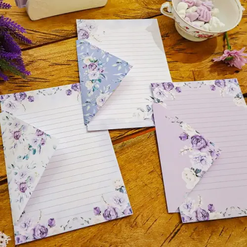 Arquivo Kit Envelopes e Papel de Carta Coleção Violeta