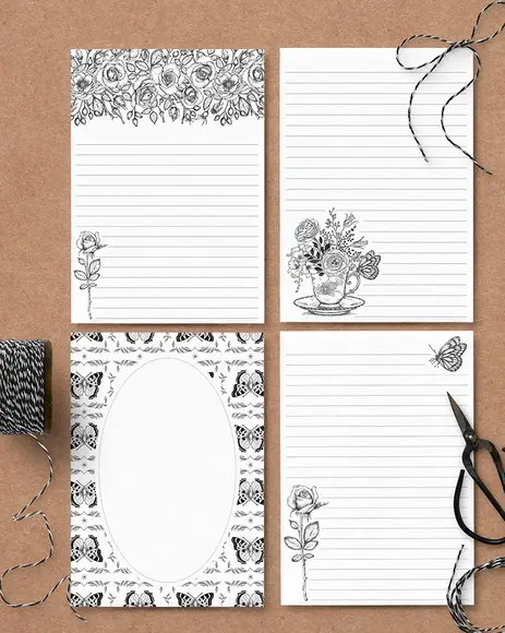 Arquivo Papel de Carta Envelope e Cartões Coleção Botanical