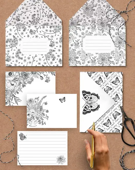 Arquivo Papel de Carta Envelope e Cartões Coleção Botanical