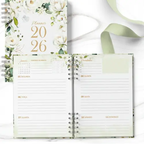 Arquivo Planner 2026 Coleção Rosas Brancas