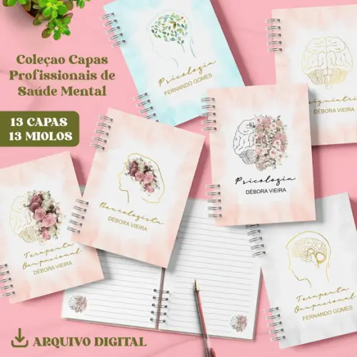 Combo 13 Capas e 13 Miolos Pautados Psicólogo Neurologista