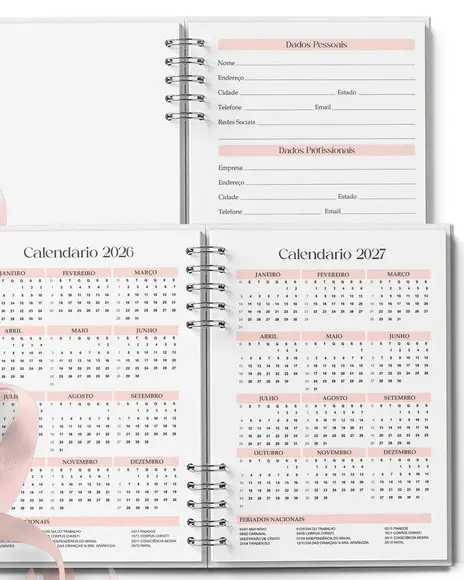 Combo 16 Agendas Femininas Neutras Permanente e 2026