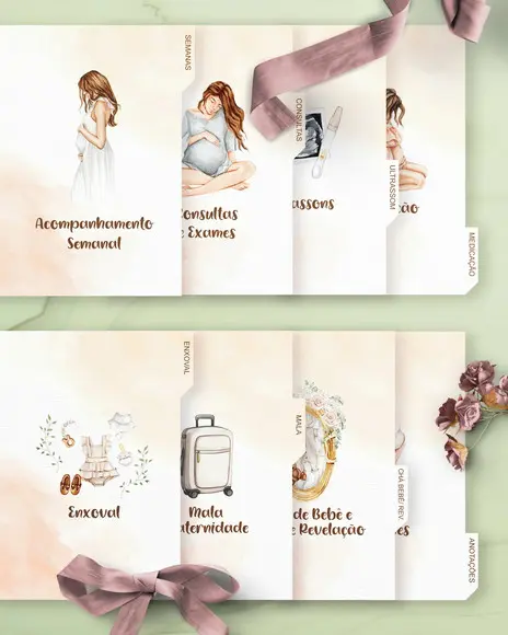 Combo 4 Planner Gestante Mais 24 Capas Arquivo