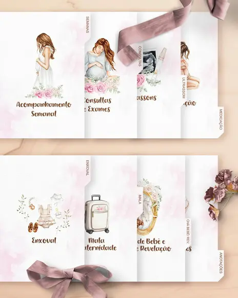 Combo 4 Planner Gestante Mais 24 Capas Arquivo