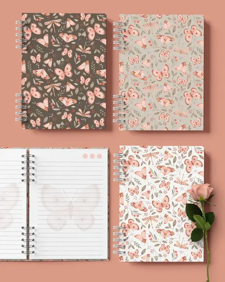 Combo 6 Capas e 3 Miolos Caderno Jardim de Borboletas