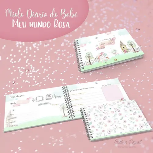 Combo Miolos Meu Mundo Rosa - Caderneta, Diário e Bloquinho