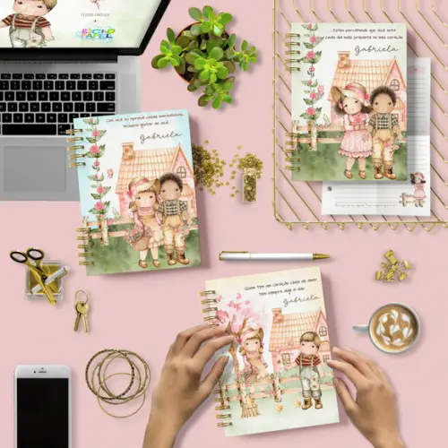 Kit Capas e Miolo Pautado A5 e Universitário Doce Infância