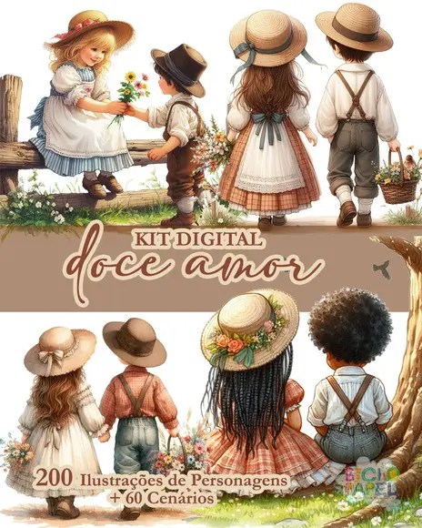 Kit Digital 200 Ilustrações Doce Amor