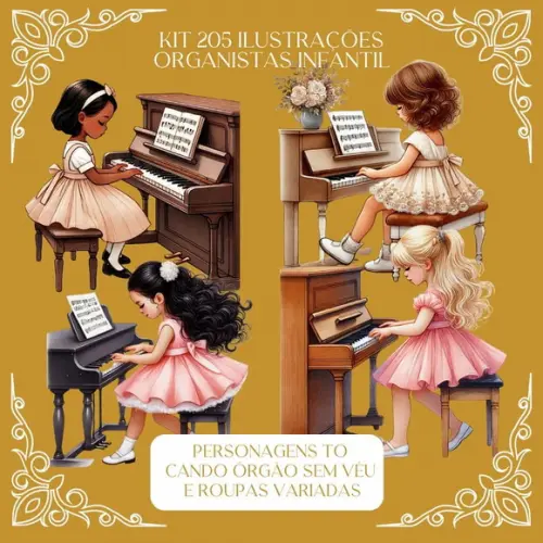 Kit Digital 205 Ilustrações de Organistas Infantil